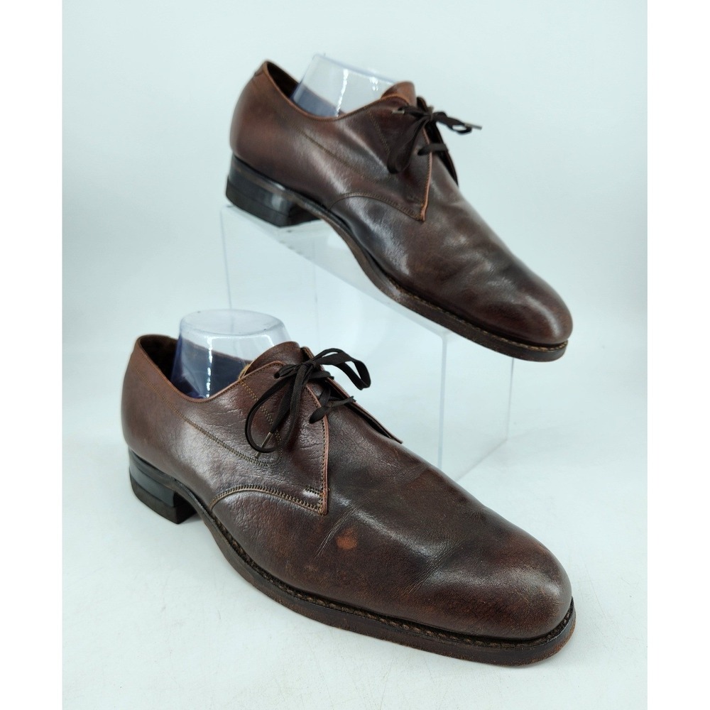 Vtg Florsheim Derby Shoes Men Size 10 Brown Leather Lace Up Dress Shoes